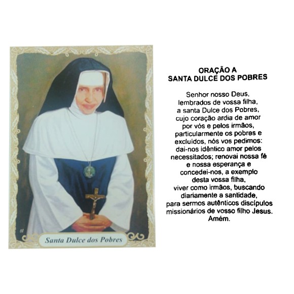 OG14050P100 - Oração Santa Dulce dos Pobres (Irmã Dulce) c/ 100un. - 9,5x6,5cm
