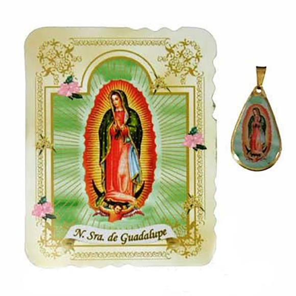 CM14006 - Cartão N. Sra. de Guadalupe c/ Medalha - 7,5x6cm