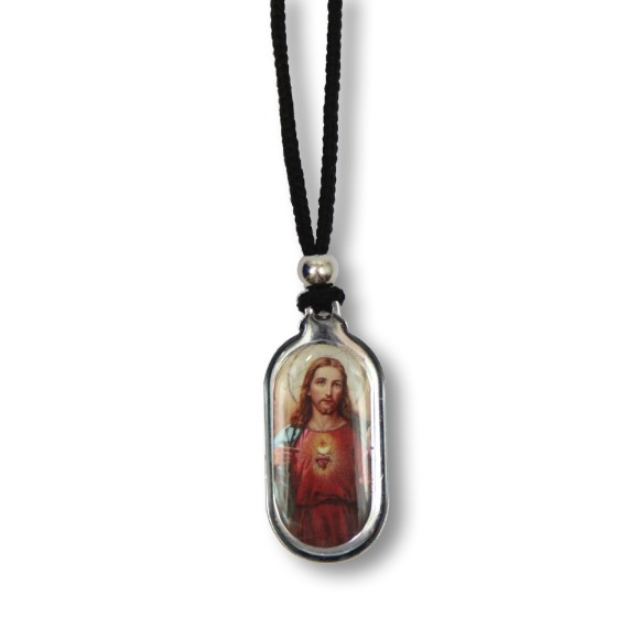 AS1340101 - Colar Sagrado Coração de Jesus Resinado - 35x1,7cm