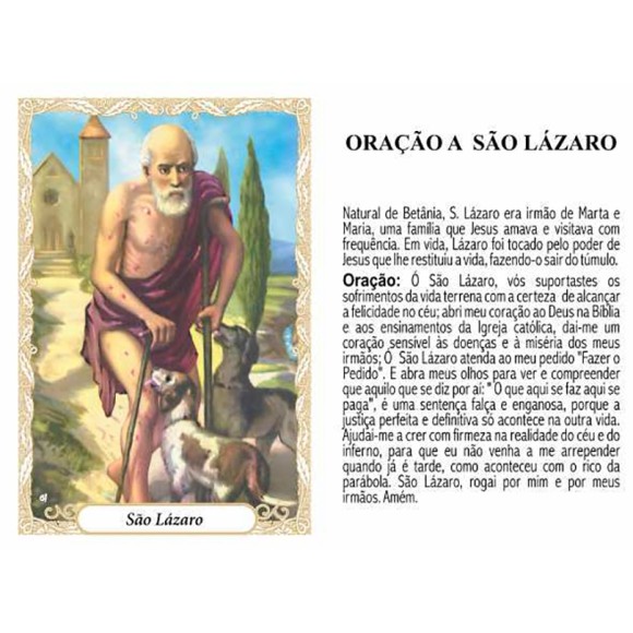 OP141419P100 - Oração São Lázaro c/ 100un. - 6x4cm