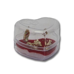 IM32011 - Mini Presépio Metal Dourado Na Caixinha De Acrílico- 4,5x4,5cm