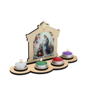 KT320000 - Coroa do Advento MDF com Velas - 27x14,5cm