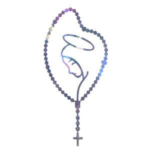 AD1500012 - Adesivo Terço Nossa Senhora Prata - 15,5x7cm