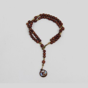 PU1541990 - Pulseira Terço São Miguel Arcanjo Madeira -  25x1,3cm