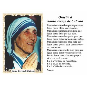 OP14005P100 - Oração Santa Madre Tereza de Calcutá c/ 100un. - 6x4cm