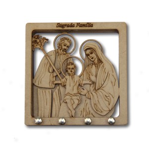 PC381101 - Porta Chaves Sagrada Família MDF  - 14,7x14,7cm
