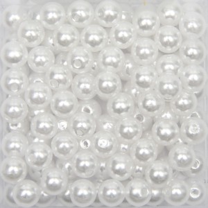 CTM1070020P50G - Contas Bolinhas Pérola Branca c/ 50 gramas - 8mm
