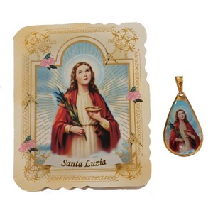 CM14015 - Cartão Santa Luzia c/ Medalha - 7,5x6cm
