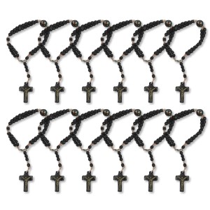 PU1543550P12 - Pulseira Terço São Jorge Madeira c/ 12un. - 22x1,8cm