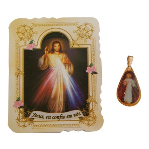 CM141403 - Cartão Jesus eu Confio em Vós c/ Medalha - 7,5x6cm