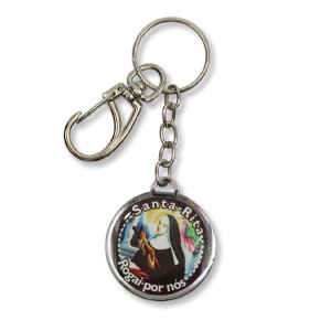 CH1090008 - Chaveiro Santa Rita de Cássia Duplo Resinado - 12x3,5cm