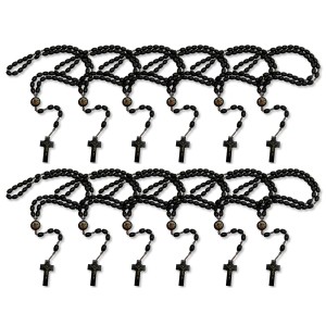 TE330082P12 - Terço São Miguel Arcanjo Madeira c/ 12un. - 45cm