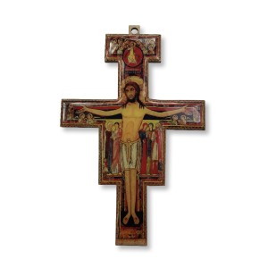 CW810166 - Crucifixo de Parede São Damião MDF Resinado - 21x13,6cm
