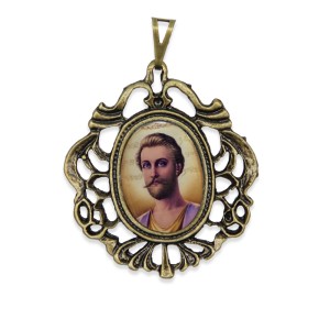 MD129618 - Medalha São Germain Camafeu Ouro Velho - 5x4,2cm