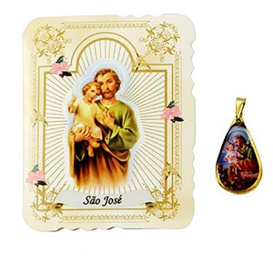 CM141413 - Cartão São José c/ Medalha - 7,5x6cm
