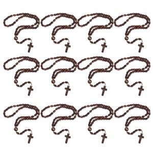 TE942040P12 - Terço Santa Rita de Cássia Madeira c/ 12un. - 45cm