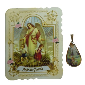 CM41800 - Cartão Anjo da Guarda c/ Medalha - 7,5x6cm
