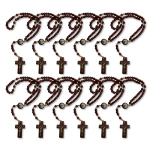 TE941018P12 - Terço Santa Luzia Madeira c/ 12un. - 24cm