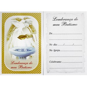 CT1435P12 - Cartão Lembrança do Meu Batismo c/ 12un – 9,5x6cm