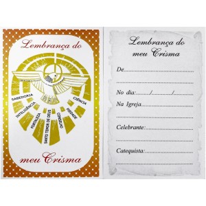 CT34001P12 - Cartão Lembrança do Meu Crisma c/ 12UN - 9,5X6CM