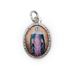 MD103634P10 - Medalha de Alumínio Oval Prata c/ 10un. N. Sra. Das Lágrimas - 2x1,3cm