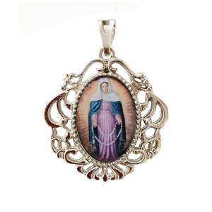 MD129094 - Medalha N. Sra. Das Lágrimas Camafeu Níquel - 4,5x4cm