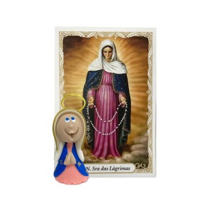 ST16011 - Mini Santinha N. Sra. Das Lágrimas de Biscuit c/ Oração