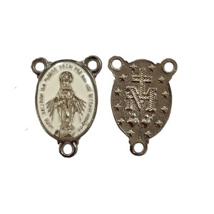ET1620500P2 - Entremeio  N. Sra. das Graças Níquel Resinado Branco- 2,4x1,7cm