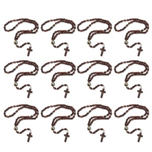 TE942422P12 - Terço São Francisco de Assis Madeira c/ 12un. - 45cm