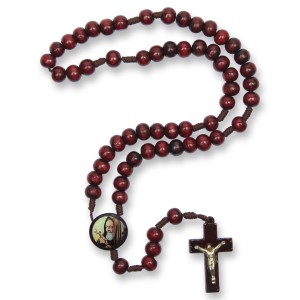 TE940461 - Terço São Padre Pio de Pietrelcina Madeira - 37cm