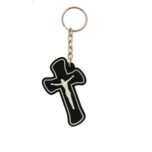 CH50865 - Chaveiro Crucifixo Emborrachado - 10,5x3,5cm