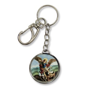 CH1090063 - Chaveiro São Miguel Arcanjo Duplo Resinado - 12x3,5cm