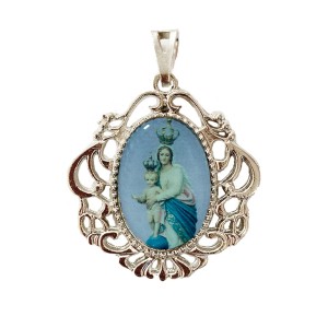 MD129104 - Medalha N. Sra. da Vitória Camafeu Níquel - 4,5x4cm