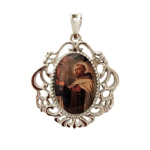 MD129460 - Medalha São João da Cruz Camafeu Níquel - 4,5x4cm