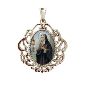 MD129055 - Medalha Santa Clara Camafeu Níquel - 4,5x4cm