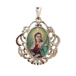 MD129065 - Medalha Santa Luzia Camafeu Níquel - 4,5x4cm