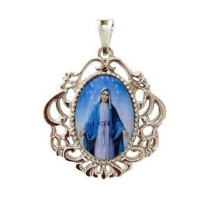 MD520070 - Medalha N. Sra. Das Graças Camafeu Níquel - 4,5x4cm