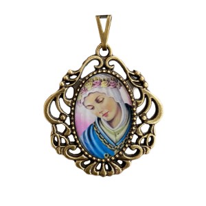 MD129241 - Medalha N. Sra. da Salette Camafeu Ouro Velho - 4,5x4cm