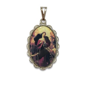 MD128032 - Medalha N. Sra. Desatadora dos Nós Rendada Níquel - 4,2x2,5cm
