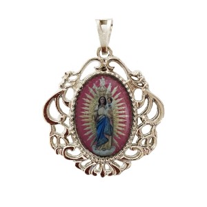 MD129118 - Medalha N. Sra. do Pilar  Camafeu Níquel - 4,5x4cm