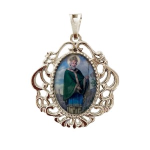 MD129441 - Medalha São Patrício Camafeu Níquel - 4,5x4cm