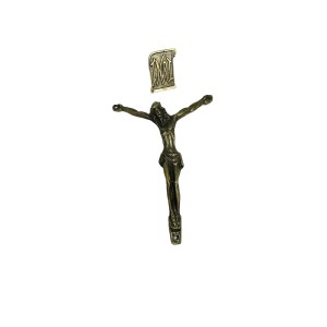 JC831220 - Jesus Cristo + INRI Metal Ouro Velho- 9x7cm (05)