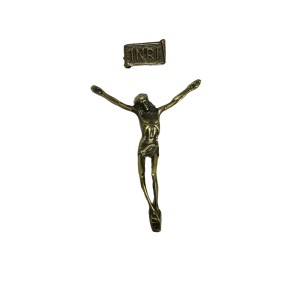 JC831225 - Jesus Cristo + INRI Metal Ouro Velho- 11x8cm (06)