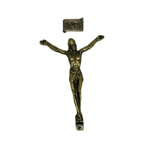 JC831230 - Jesus Cristo + INRI Metal Ouro Velho- 11.5x9cm (07)