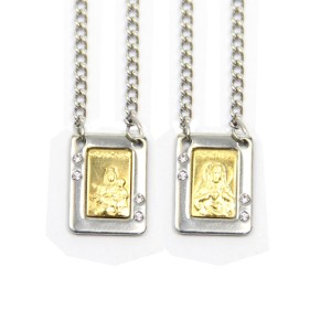 ES43031 - Escapulário N. Sra. Do Carmo Aço Inox c/ Strass - 61,8x1,3cm (R029)