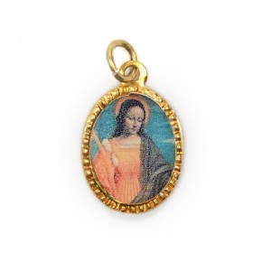 MD103130P10 - Medalha de Alumínio Oval Dourada c/ 10un. Santa Águeda  (Ágata) - 2x1,3cm