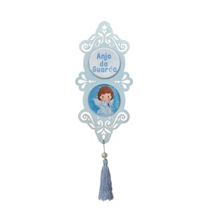 DE720411 - Adorno Anjo da Guarda MDF Azul Resinado - 32x10,2cm