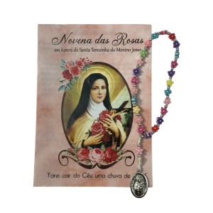 TE950130 - Terço c/ Oração Santa Terezinha das Rosas - 15cm