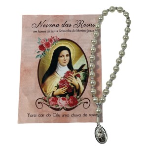 TE950125 - Terço c/ Oração Santa Terezinha - 15cm