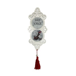 AO4102103 - Adorno São Jorge MDF Branco Resinado - 32x10,2cm
